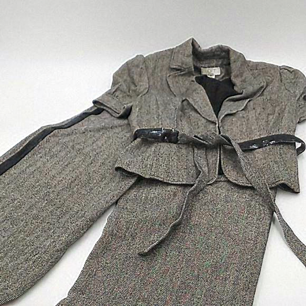 LOFT Herringbone Wool Blend Sequin Cropped Jacket and Capri Pants Set 6P/4
